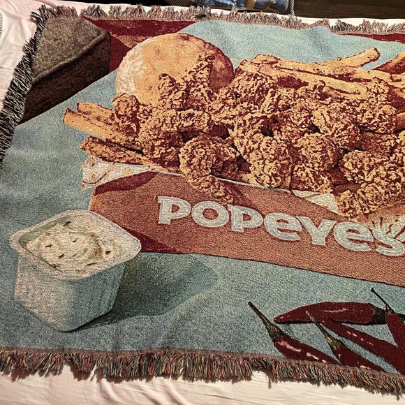 Popeyes Louisiana Kitchen Woven Tapestry Blanket Throw - Picture 3 of 5